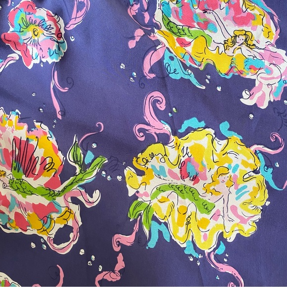 RARE HTF Lilly Pulitzer Blake Chiffon One Shoulder Dress Blaring Siren - Picture 3 of 11